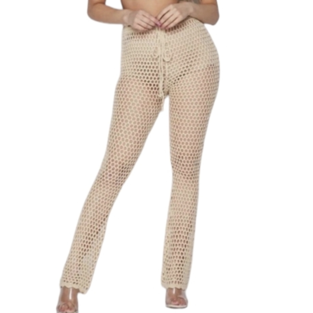 Hot & Delicious Ivory Crochet Swim‎ Coverup Pants Size S/M